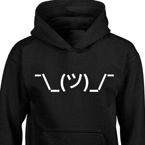 New Shrug Emoticon Black Hoodie Fleece Sweatshirt